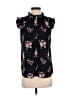 Ann Taylor LOFT 100% Polyester Floral Black Sleeveless Blouse Size XS - photo 1