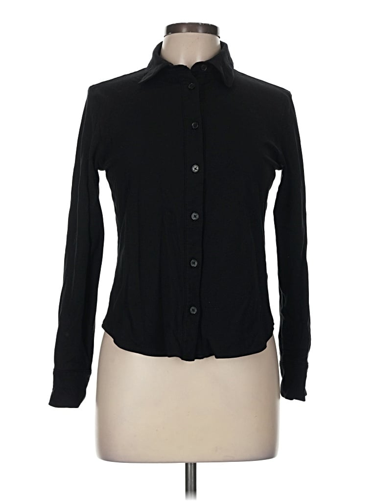 Pre-owned Club Monaco Long Sleeve Blouse In Black