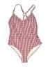 Kona Sol Chevron-herringbone Red One Piece Swimsuit Size 16 - photo 1