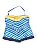 24th & Ocean Chevron-herringbone Blue Swimsuit Top Size XL - photo 1