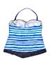 24th & Ocean Chevron-herringbone Blue Swimsuit Top Size XL - photo 2
