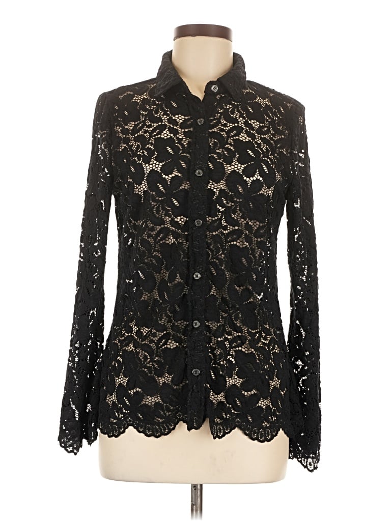 Pre-owned Vertigo Long Sleeve Blouse In Black