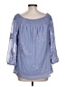 AGB 100% Polyester Blue 3/4 Sleeve Blouse Size L - photo 2