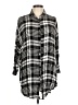 Pol Plaid Black 3/4 Sleeve Button-Down Shirt Size M - photo 1