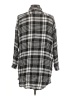 Pol Plaid Black 3/4 Sleeve Button-Down Shirt Size M - photo 2