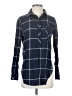 Athleta 100% Cotton Plaid Blue Long Sleeve Button-Down Shirt Size XS - photo 1