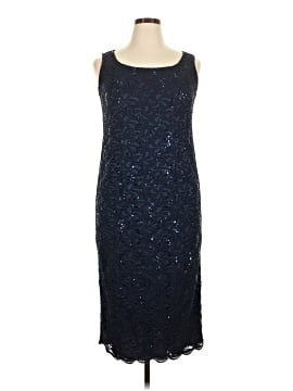 sachin and babi light blue dress Alex Evenings Navy Chiffon Dress w/Sequin Embellished Overlay Size 20W New  w/Tag main image 0