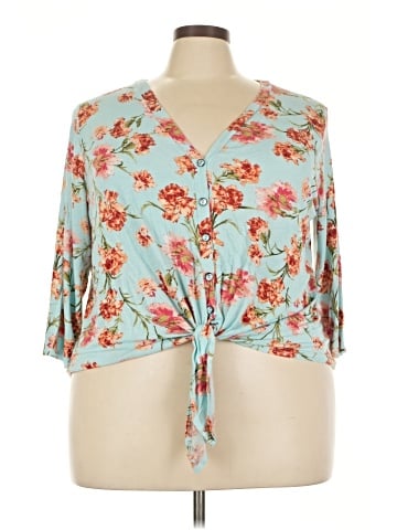Green Envelope 3/4 Sleeve Blouse (view 1)