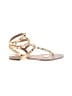Valentino Gold Tan Leather Rockstud Cage Flat Sandals Size EU 39 1/2 - photo 1
