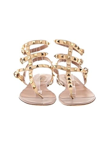 Valentino Leather Rockstud Cage Flat Sandals (view 2)