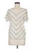 Chico's Chevron-herringbone Ivory Short Sleeve Blouse Size Med (1) - photo 1