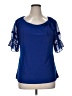 Liz McCoy Blue Short Sleeve Blouse Size XL - photo 1