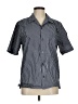 Theory Stripes Black Short Sleeve Button-Down Shirt Size M - photo 1