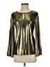 Marina Metallic Gold Long Sleeve Blouse Size S - photo 1