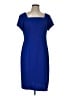 Connected Apparel Solid Blue Casual Dress Size 12 - photo 1