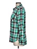 Merona 100% Rayon Plaid Teal Long Sleeve Button-Down Shirt Size L - photo 5
