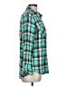 Merona 100% Rayon Plaid Teal Long Sleeve Button-Down Shirt Size L - photo 4