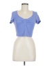 Shein Blue Short Sleeve Henley Size 6 - photo 1