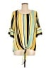 Sami & JO 100% Polyester Stripes Yellow Short Sleeve Blouse Size M - photo 1