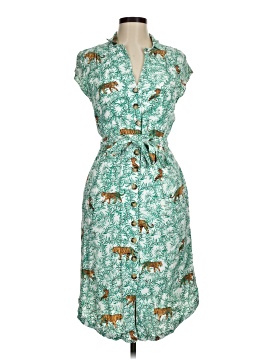 slim fit dress slacks Maeve Long Sleeve Midi Dress in Green Abstract main image 1