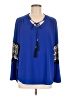 Gibson Latimer 100% Polyester Solid Blue Long Sleeve Blouse Size M - photo 1