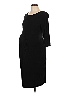 slim fit dress slacks Fitted Black Maternity Dress with Fringes
