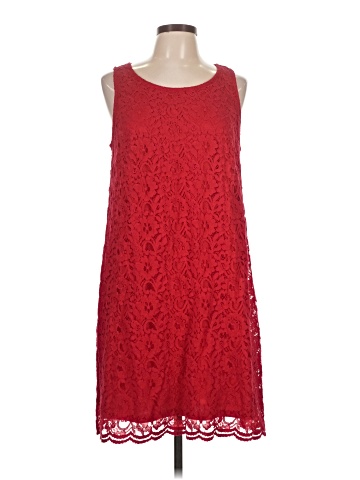 knee length dresses for ladies The Bailey Fitted Red Dress with Lace Details 2