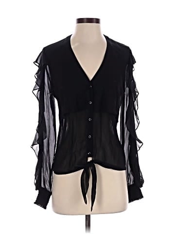 Bebe Long Sleeve Silk Top (view 1)