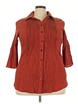 Woman Within 3/4 Sleeve Button Down Shirt