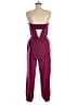 Bebe 100% Polyester Solid Burgundy Jumpsuit Size M - photo 2