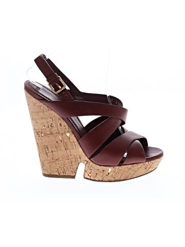 Yves Saint Laurent Leather Strappy Cork Wedges (view 1)