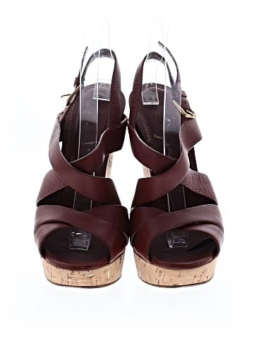Yves Saint Laurent Leather Strappy Cork Wedges (view 2)