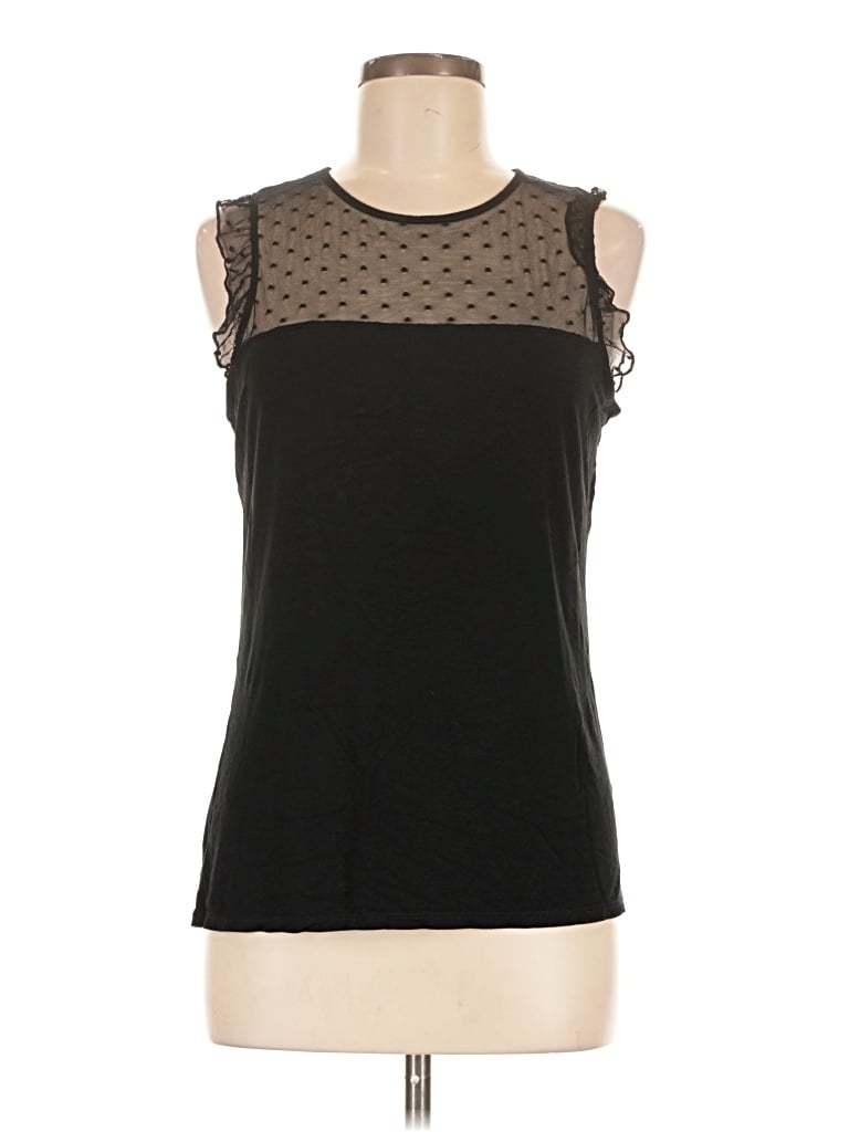 Pre-owned Loveappella Sleeveless Top Black Halter Neckline Tops