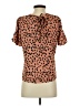 Papermoon 100% Polyester Animal Print Brown Short Sleeve Blouse Size XS - photo 2