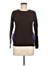 Lisa Perry 100% Merino Extra Fine Wool Color Block Brown pullover sweater Size M - photo 1