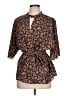 Jason Wu 100% Polyester Floral Black 3/4 Sleeve Blouse Size L - photo 1