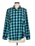 Vineyard Vines Performance 100% Polyester Checkered-gingham Teal Long Sleeve Blouse Size 8 - photo 1