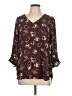DR2 100% Polyester Burgundy 3/4 Sleeve Blouse Size L - photo 1