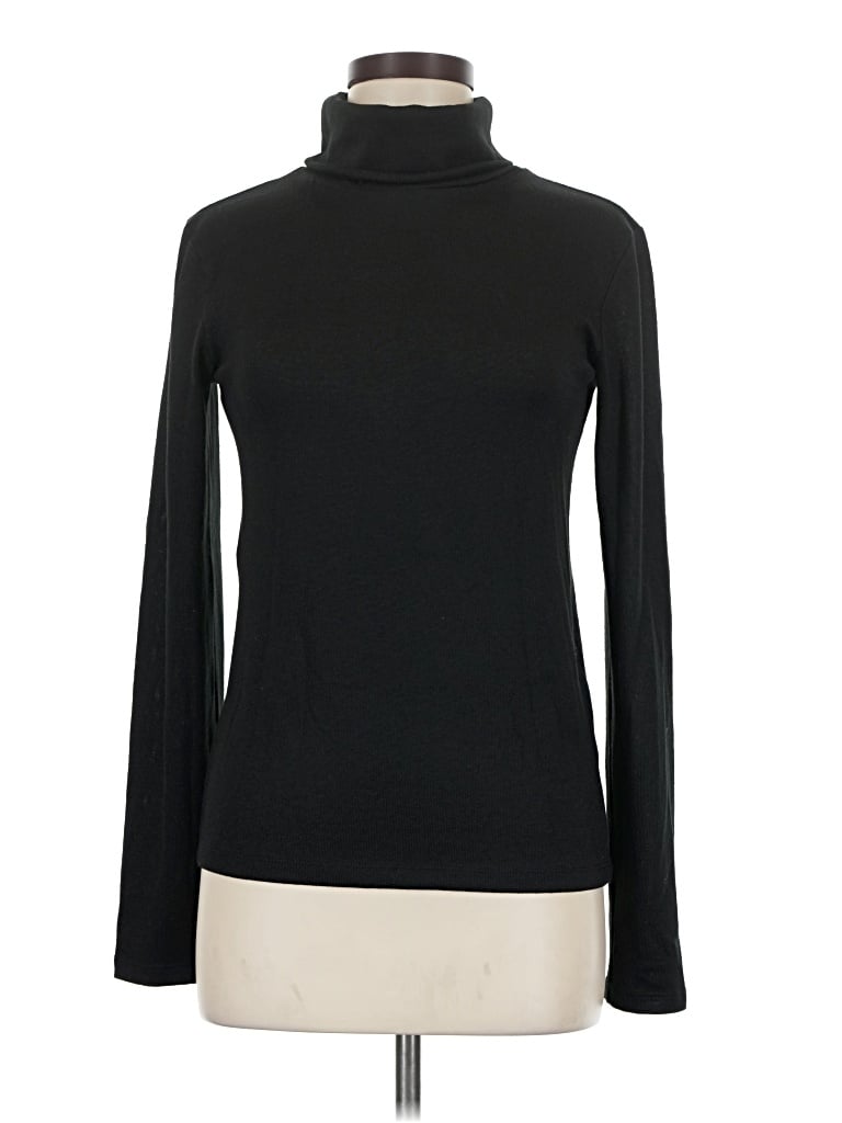 Pre-owned Zara Long Sleeve Top Black Turtleneck Tops