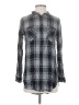 Express 100% Rayon Plaid Gray Long Sleeve Button-Down Shirt Size S - photo 1