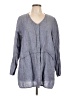 Flax 100% Linen Blue 3/4 Sleeve Button-Down Shirt Size 10 (M) - photo 1