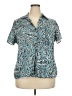 Fred David Animal Print Teal Short Sleeve Blouse Size 2X - photo 1