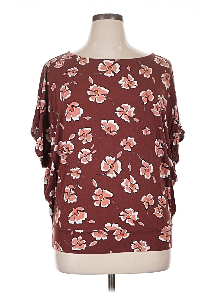 Pre-owned Alfani 3/4 Sleeve T-shirt In Burgundy