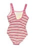 DAKS Stripes Pink One Piece Swimsuit Size S - photo 2