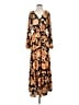 Express 100% Polyester Print Brown Casual Dress Size S - photo 1