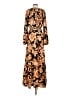 Express 100% Polyester Print Brown Casual Dress Size S - photo 2