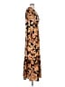 Express 100% Polyester Print Brown Casual Dress Size S - photo 4