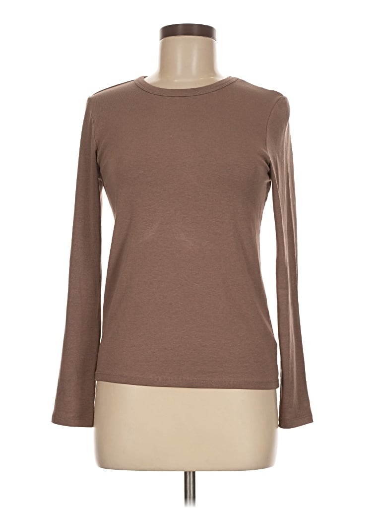 Pre-owned Nicole Miller Long Sleeve T-shirt In Brown