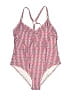 Kona Sol Chevron-herringbone Red One Piece Swimsuit Size 17 - photo 1