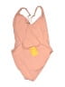 Andie Solid Tan One Piece Swimsuit Size L - photo 2